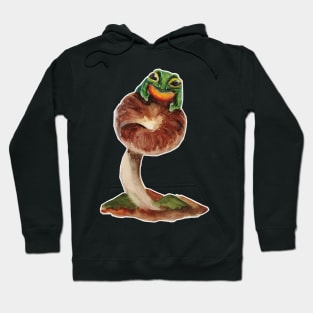 Watercolor - Frog on mushroom Hoodie